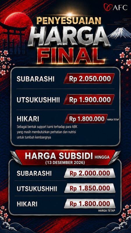 harga AFC Indonesia 2026

harga produk AFC terbaru

harga Subarashi 2026

harga Utsukushhii 2026

harga Hikari AFC