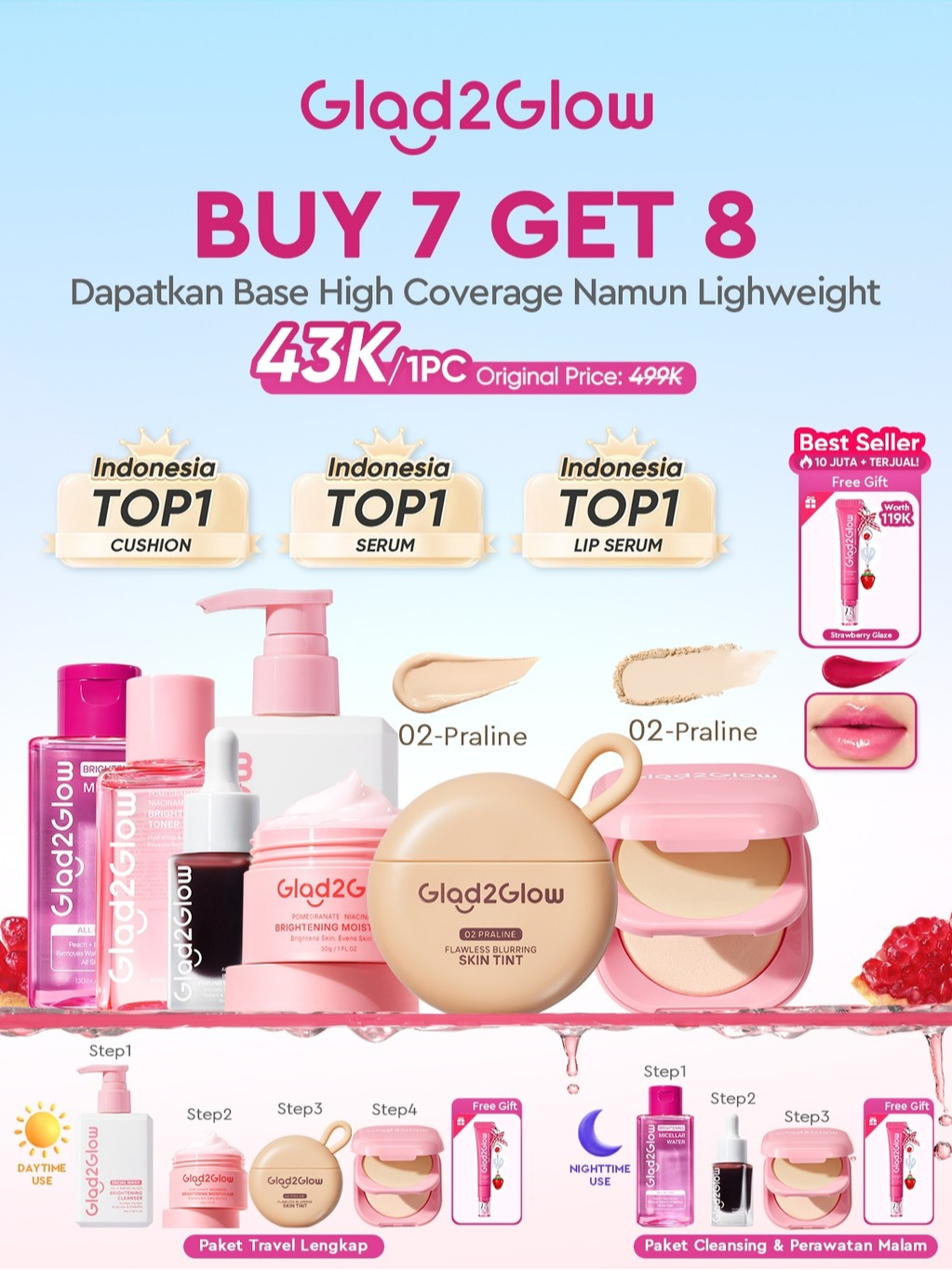 Paket Glad2Glow skincare dan makeup untuk belanja 11.11